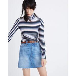 Madewell Ribbed Turtleneck Top in Stripe